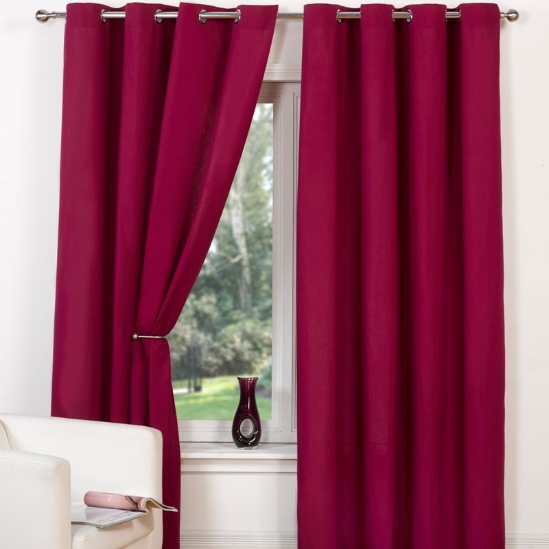 Canvas Eyelet Curtains (45" Width x 72" Drop) - Raspberry